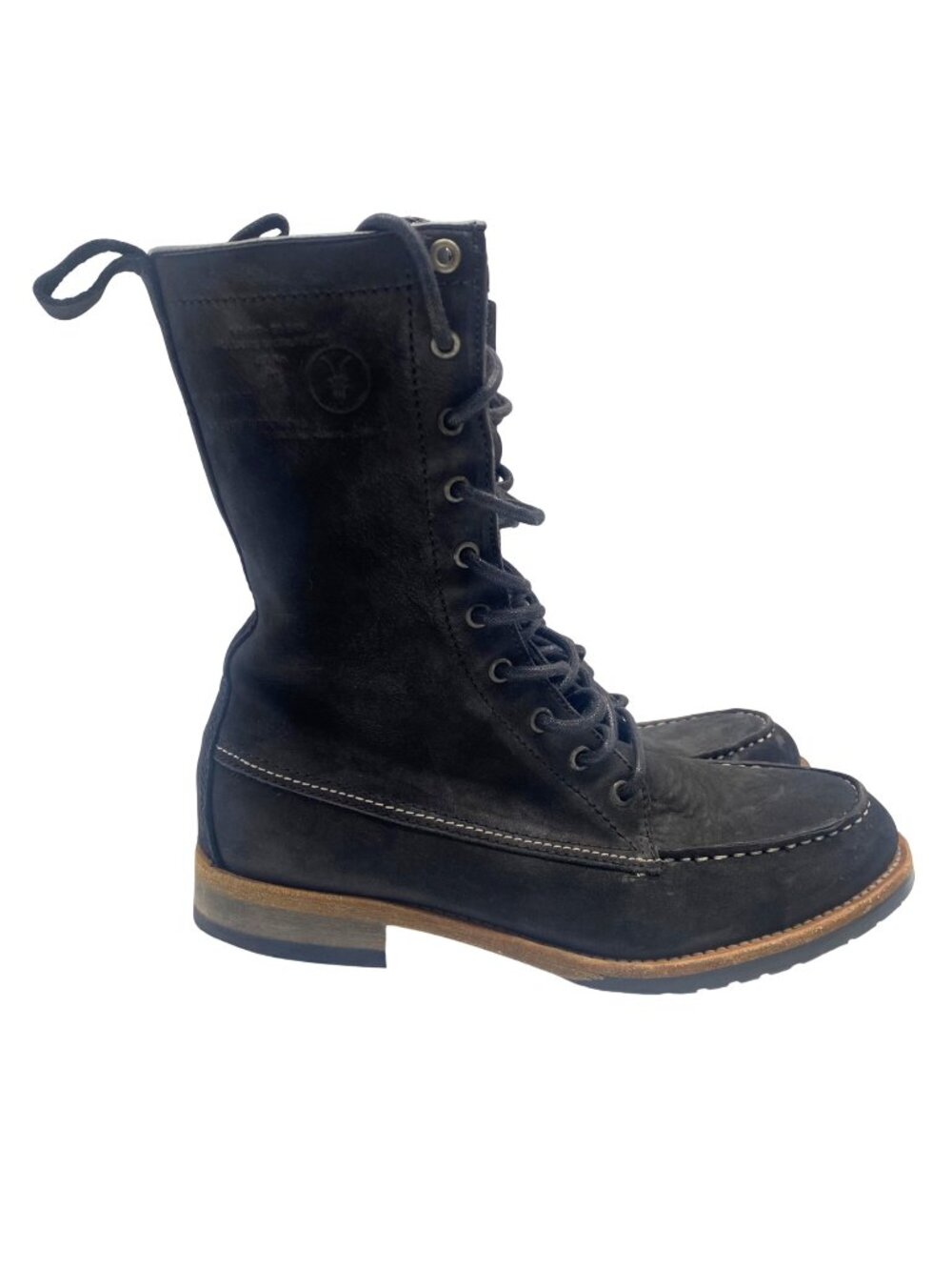 AllSaints Black Suede Leather Mid Calf Moc toe Boots Women's Size EU38/US8